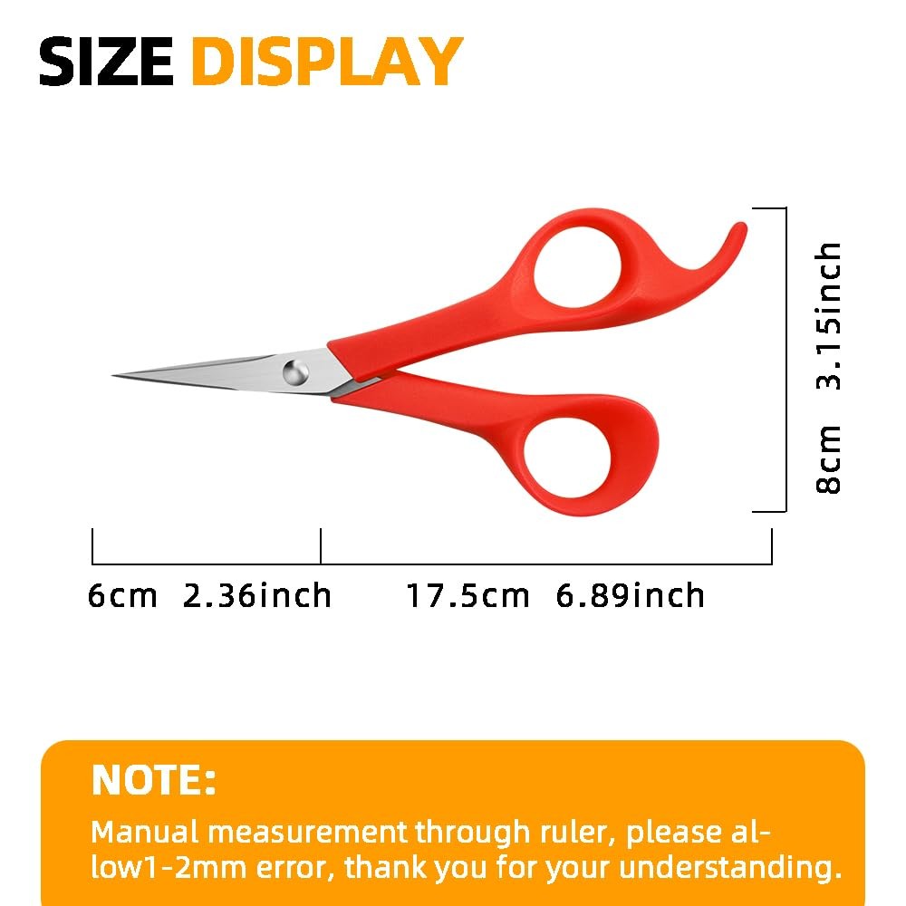 Precision Detail Scissors,Pointed Small Craft Scissors,Stainless Pink,red