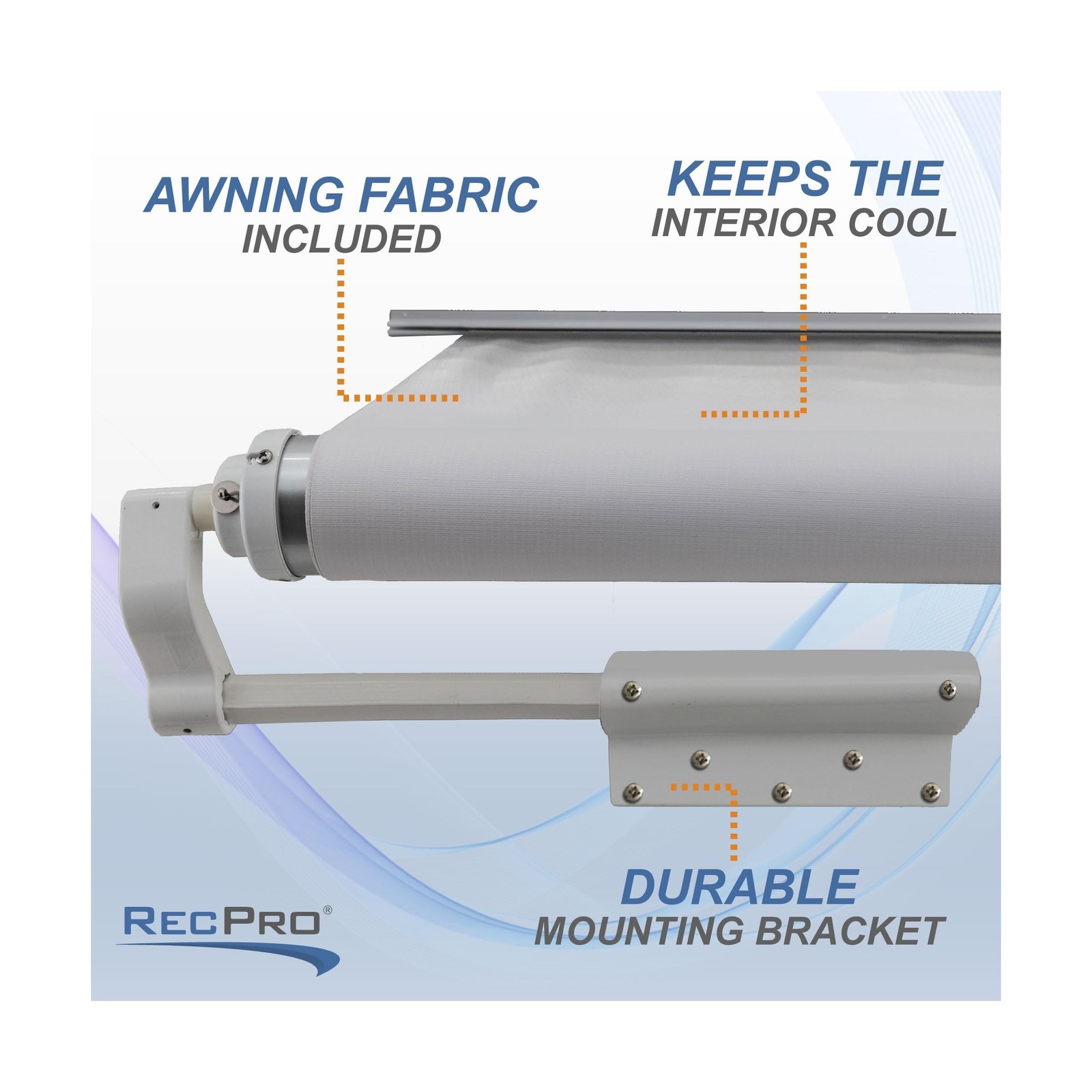 RecPro RV Slide Out Awning Kit | RV Slide Topper | Frame and Fabric (13', Whi...