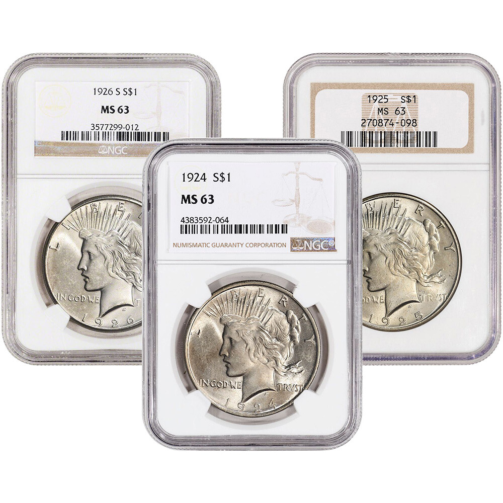 US Peace Silver Dollar - NGC MS63 - Random Date and Label