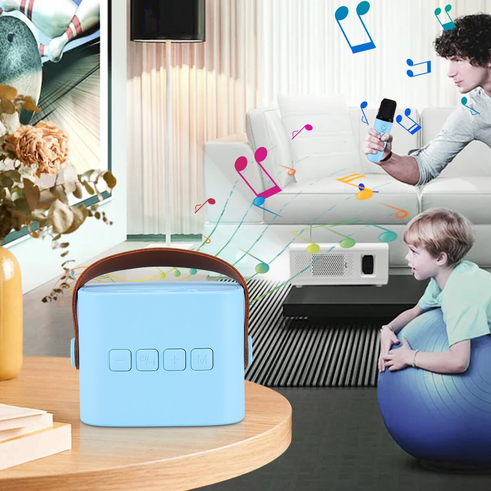 Portable Bluetooth Speaker Karaoke Machine System Microphone Party Light For Kid