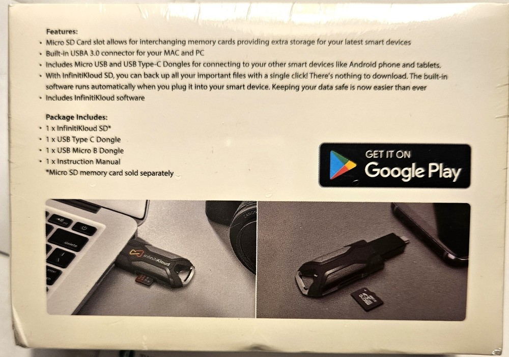 NEW & Factory Sealed: InfinitiKloud SD Use with PC MAC Android Data Transfer