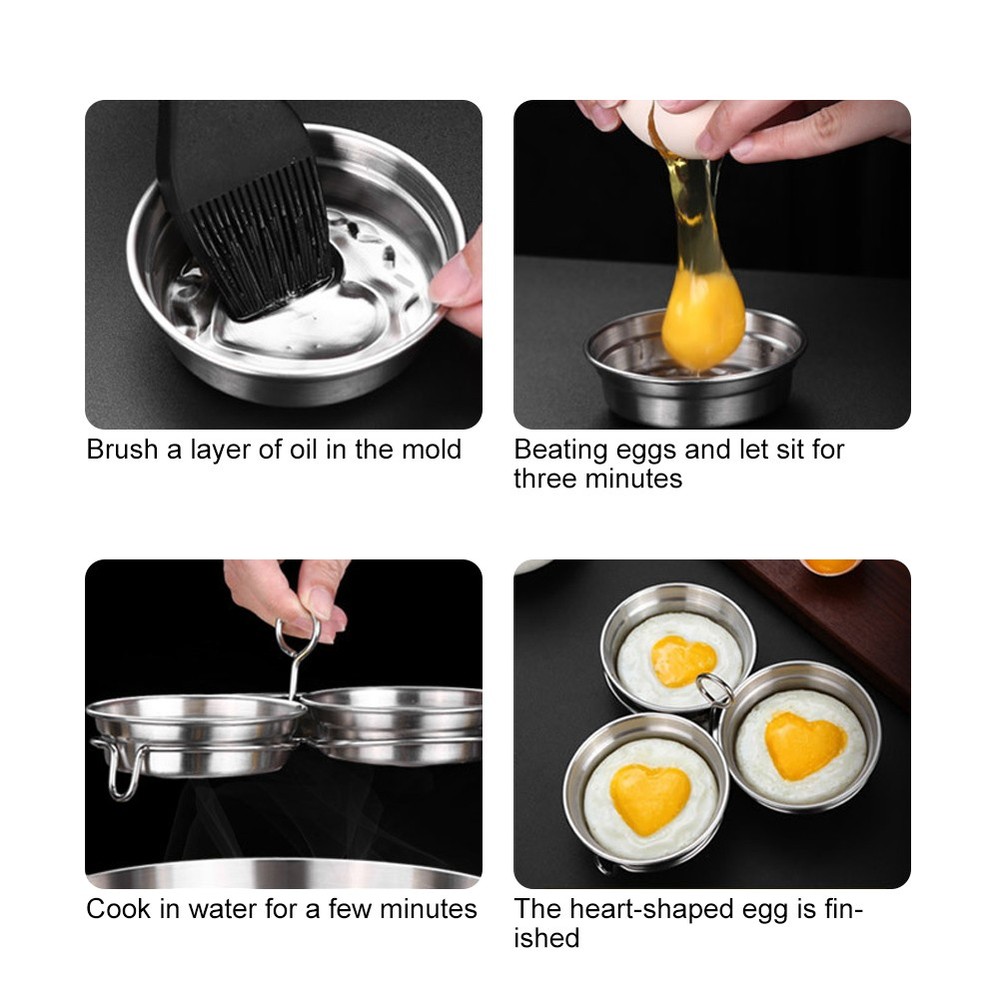 DIY Heart Shape Egg Mold Cooker For Kitchen Tools