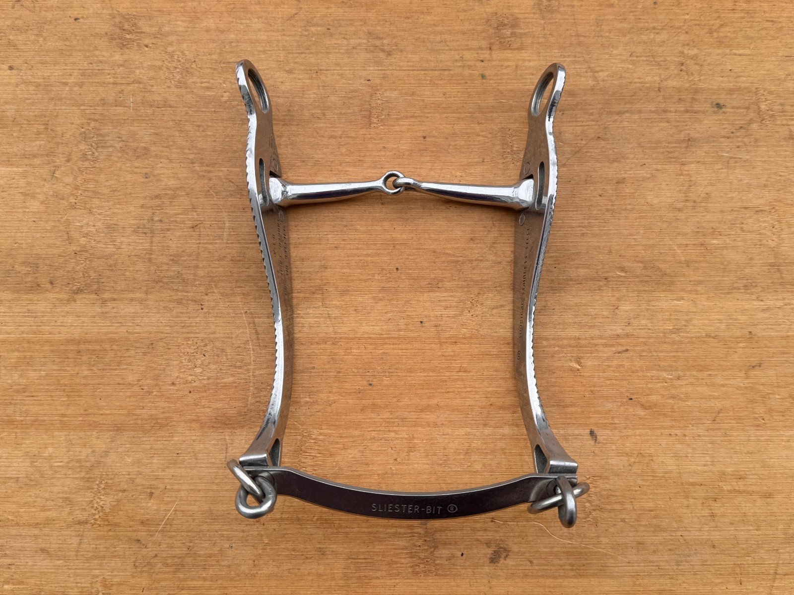 SLIESTER Engraved Surgical Steel Smooth Jointed Western Horse Bit ~ 4.5"