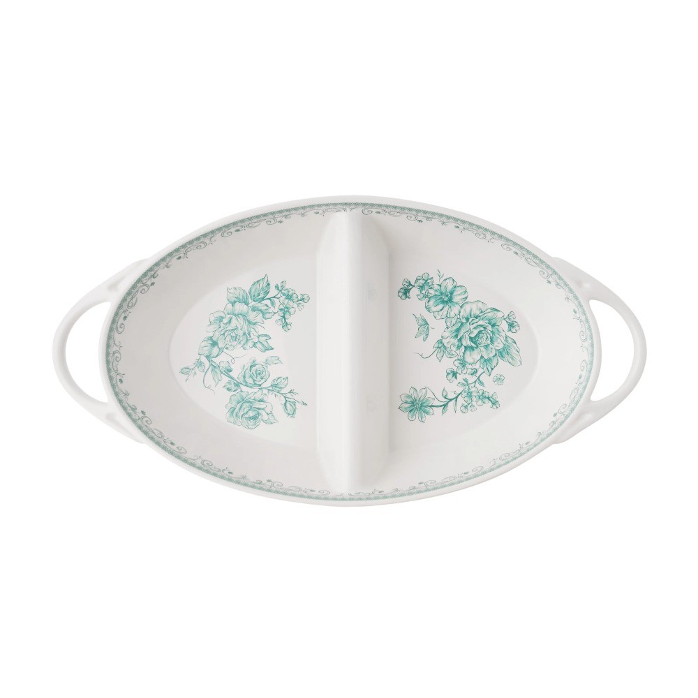Agatha Stoneware Divided Server, Green