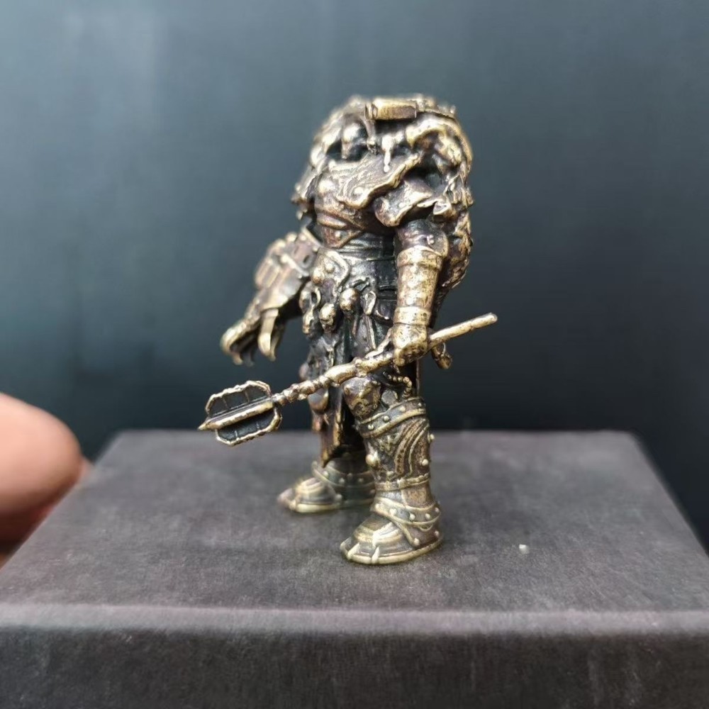 Black Solid Brass Soldier Man Knight Terminator Model Toy Statue