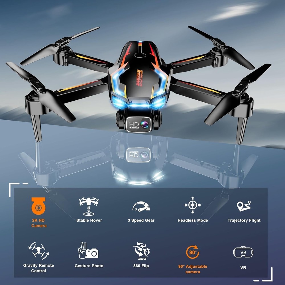 Professional 2K HD FPV Drone for Beginners, 2 Batteries
