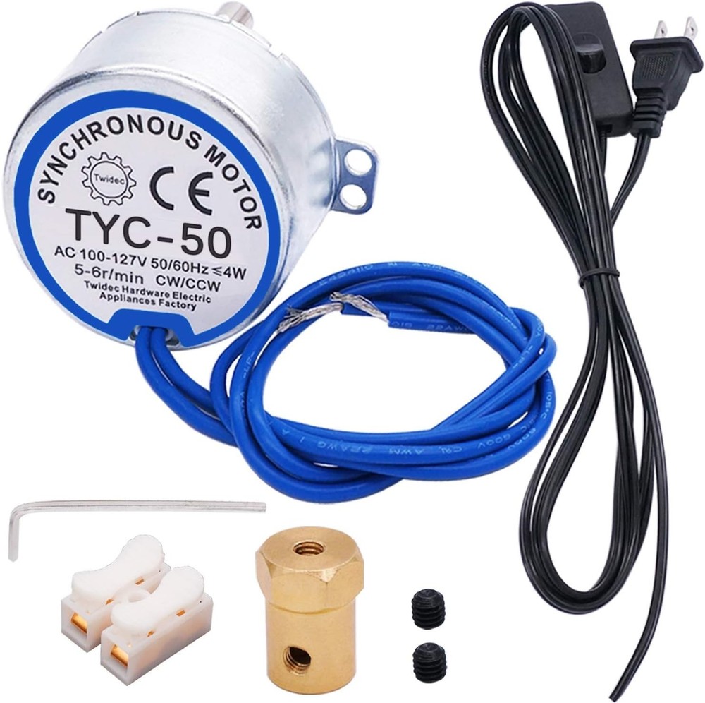 Efficient 4W AC Synchronous Turntable Motor with Quick-connect Cord & Coupling