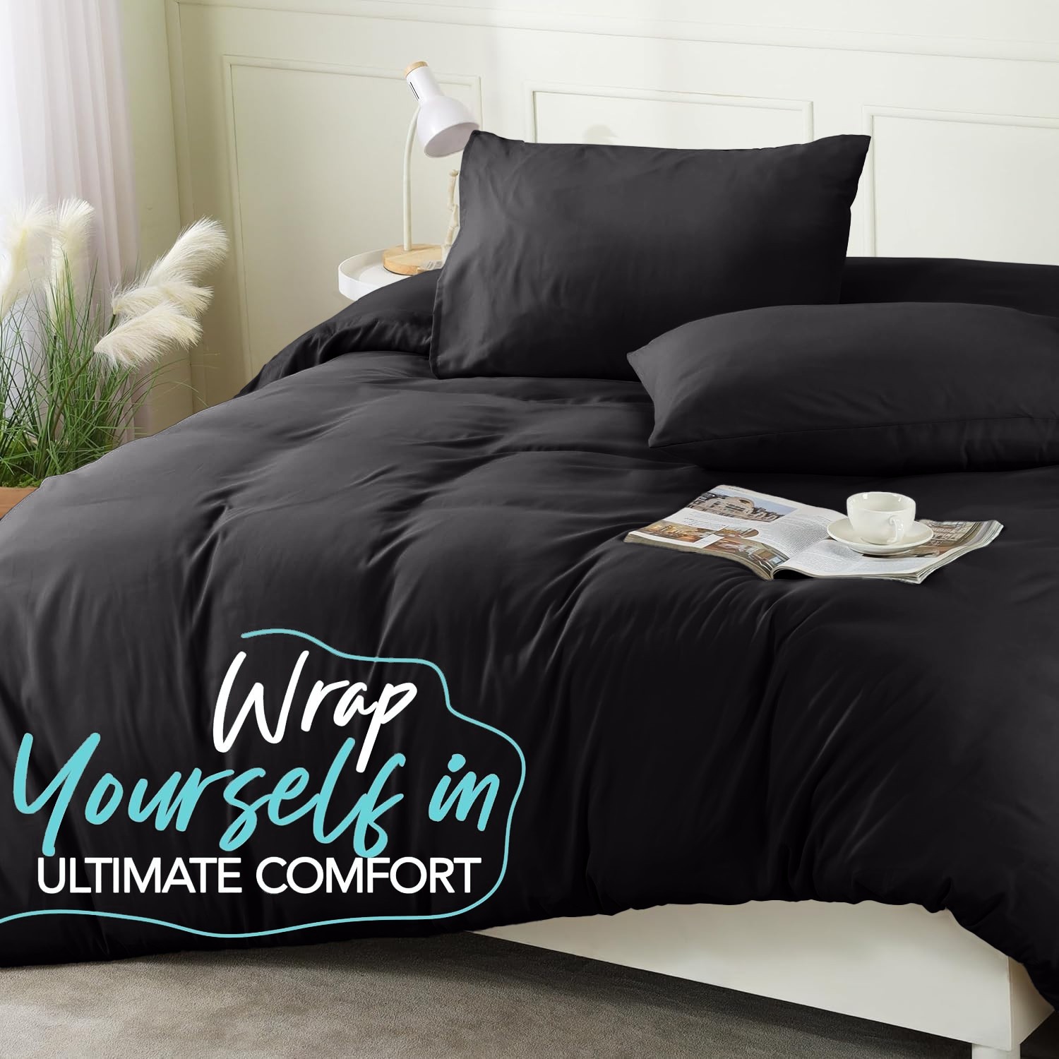 Luxury Duvet Cover Set Soft Quilt Cover Bedding Sets with Pillow Shams Twin King