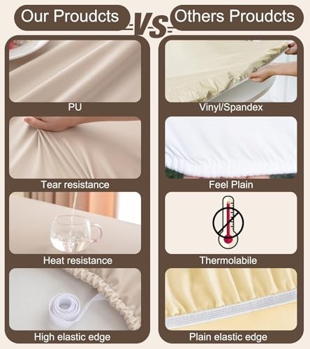 PU Stretch Fitted Rectangle Tablecloth with 55" x 35" (Rectangular) Coffee