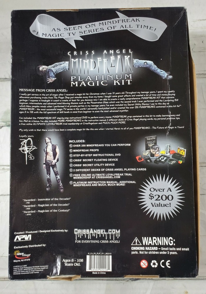 Chris Angel Mindfreak Platinum Magic Kit (Over 350 Mindfreak Magic Tricks) EUC