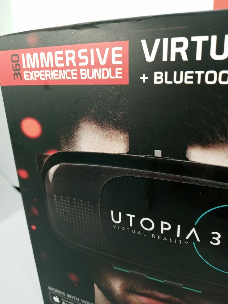 Utopia ReTrak 360 Degree 3D VR Headset Bundle Bluetooth Earbuds & Controller NIB