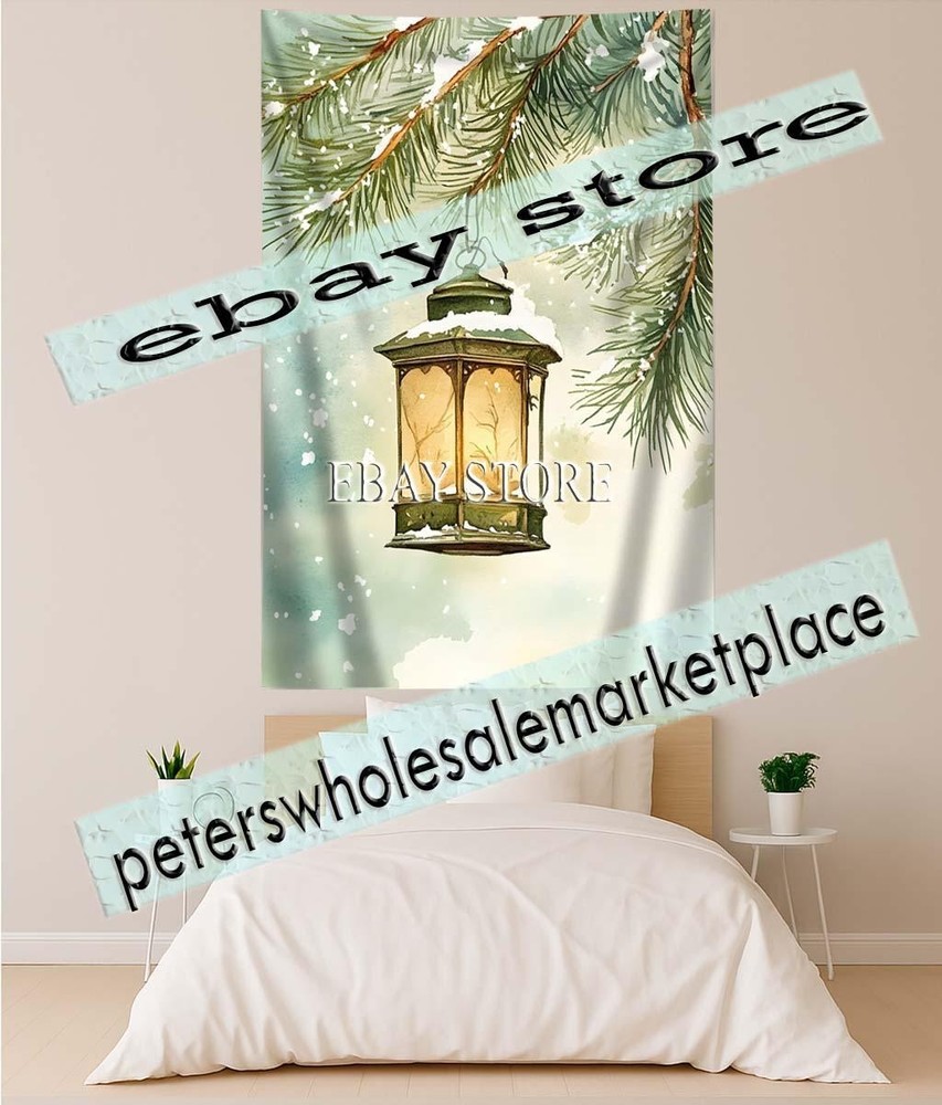 Lantern Pine Tapestry Winter Lantern decorative wall decals 59X82 in