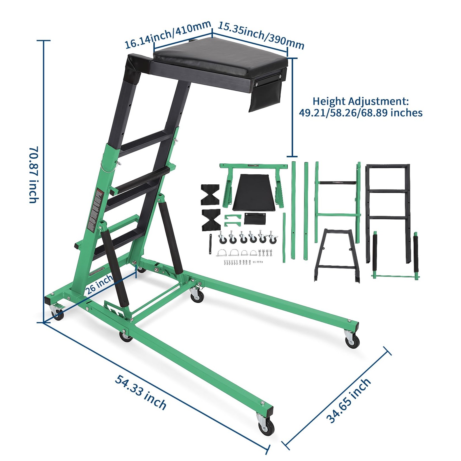 Automotive Topside Creeper 400LBS Adjustable Height Movable with 4 Wheels