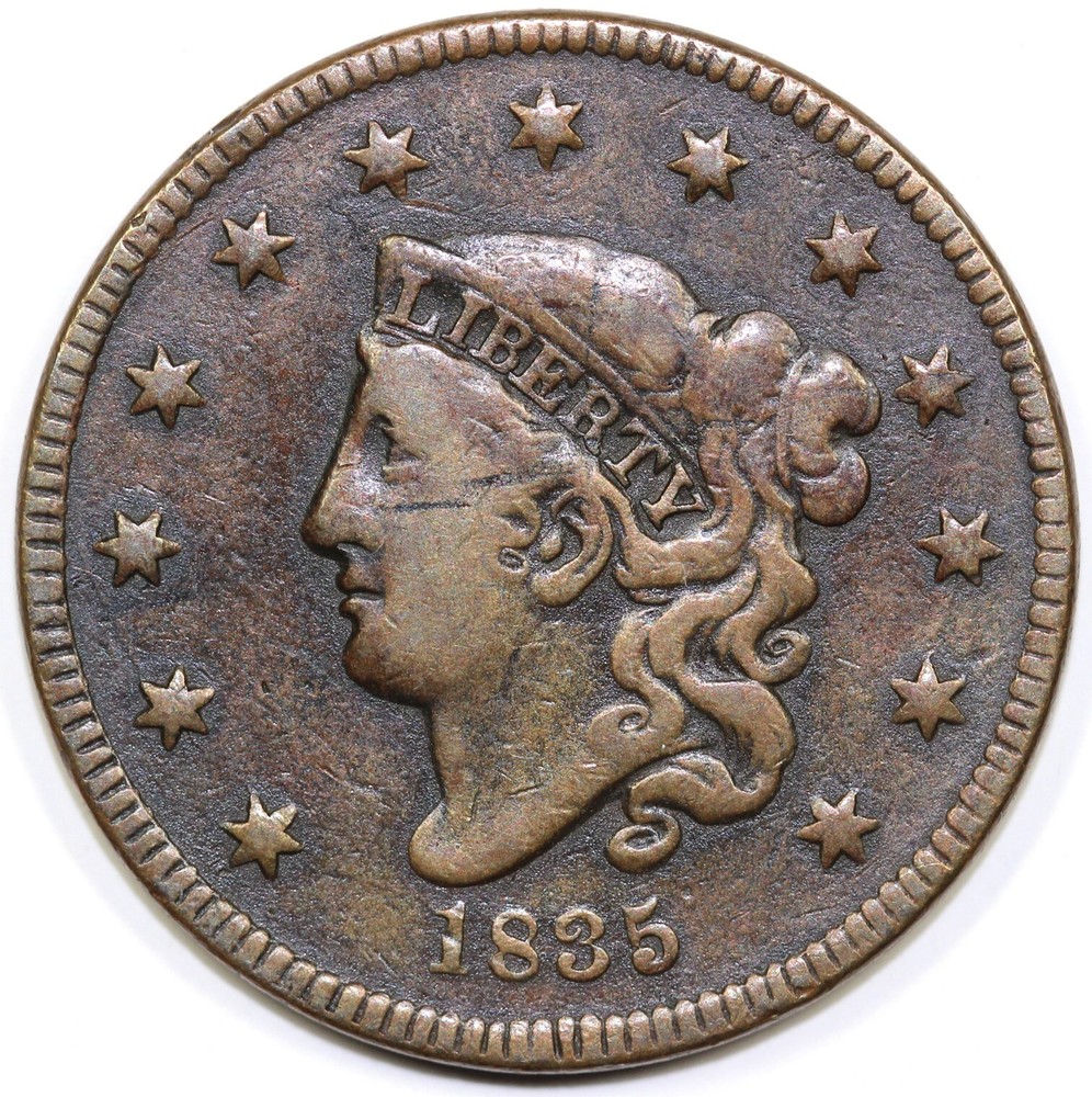 1835 1c N-10 Matron Head Large Cent