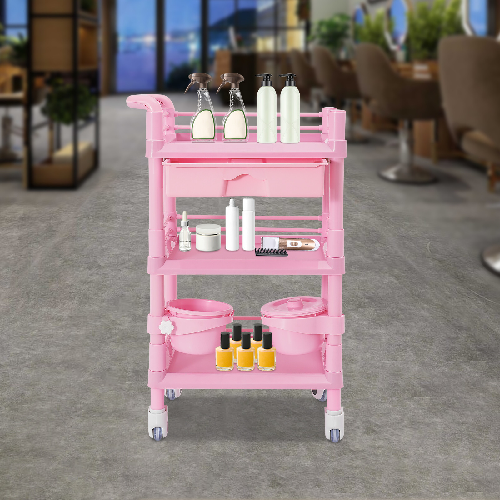 80kg/176.37lbs Movable Salon Storage Cart Beauty Organizer Mobile Storage Cart