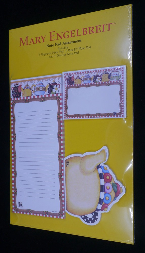 SEALED PACKAGE, MARY ENGELBREIT NOTE PAD ASSORTMENT, TEAPOT THEME