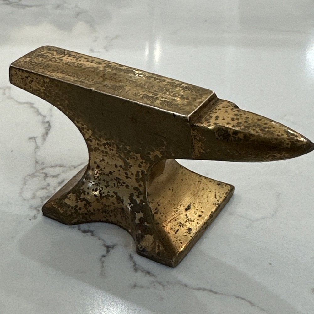 Vintage Mini Brass Anvil Marked