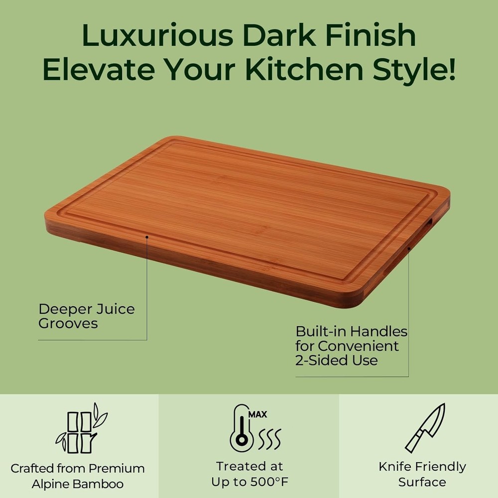 KeeCHEE® Extra Large Dark Carbonized Bamboo Cutting Board