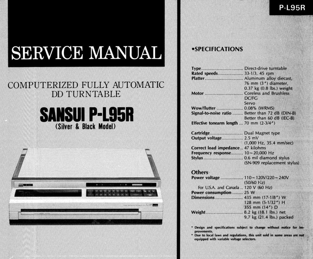 RARE Sansui P-L95R Fully Automatic DD Turntable
