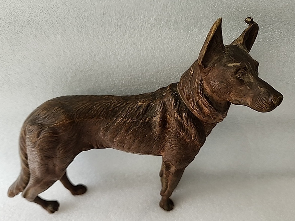 Cold Painted Vienna Bronze German Shepherd Circa 1930's
