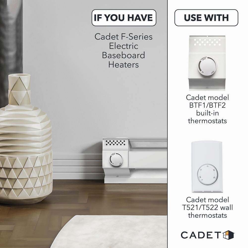 7" Electronic Double Pole Baseboard Thermostat Rotary Control Non Programmable