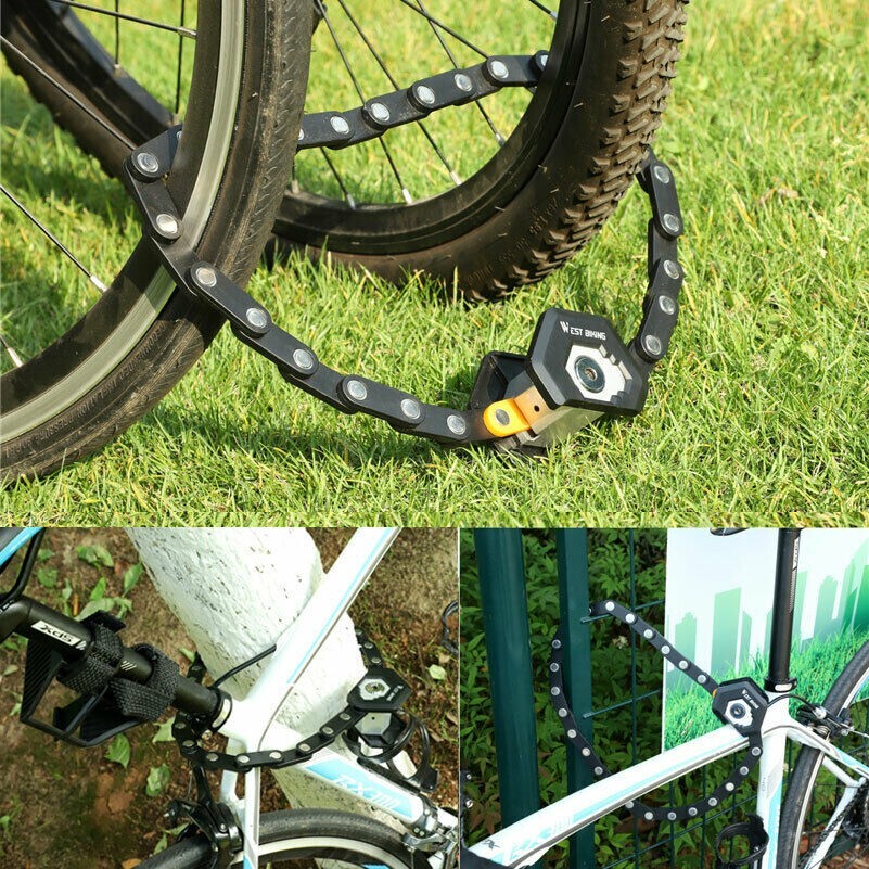 WEST BIKING Foldable Bike Chain Lock Bicycle Antitheft Security Lock With 3 Keys