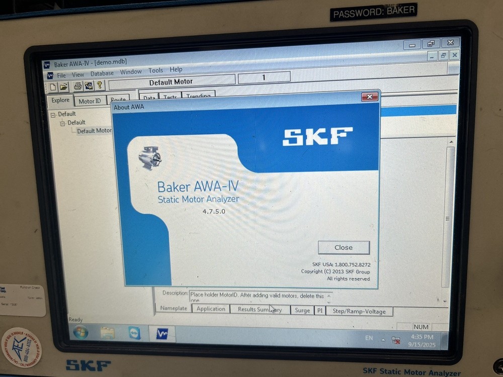 Baker AWA-IV Static Motor Analyzer | 12kV, 800A Max Output Current