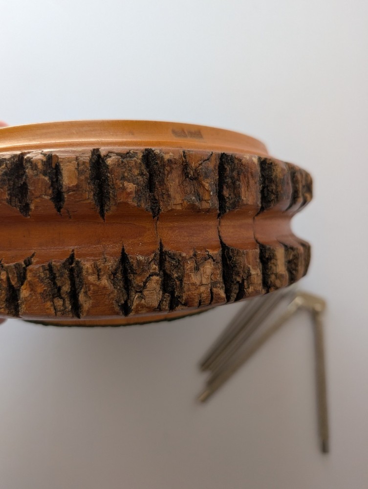 Vintage Rusticware Nut Bowl Set With Edge Tree Bark Nutcracker