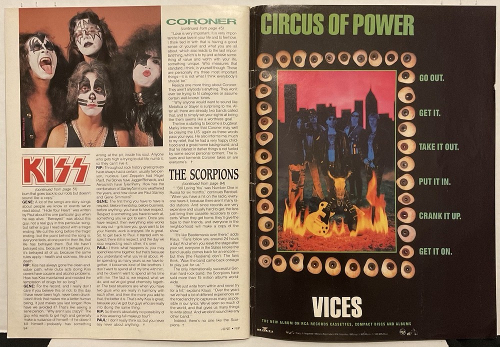 KISS MEMORABILIA BUNDLE (1990-2000) Mags, Rags & Calendar