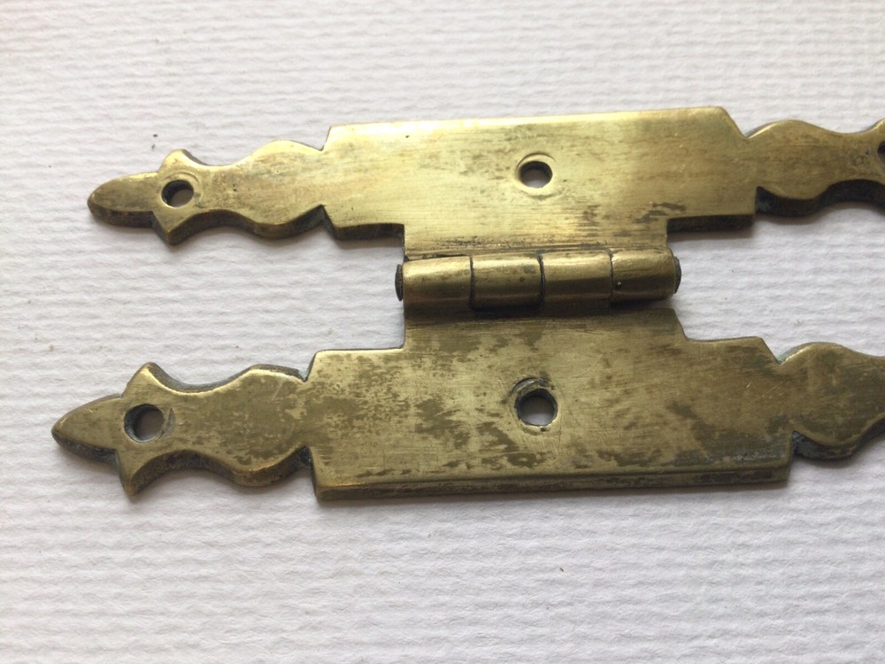 Antique Solid Brass Hinge. Salvaged Reclaimed