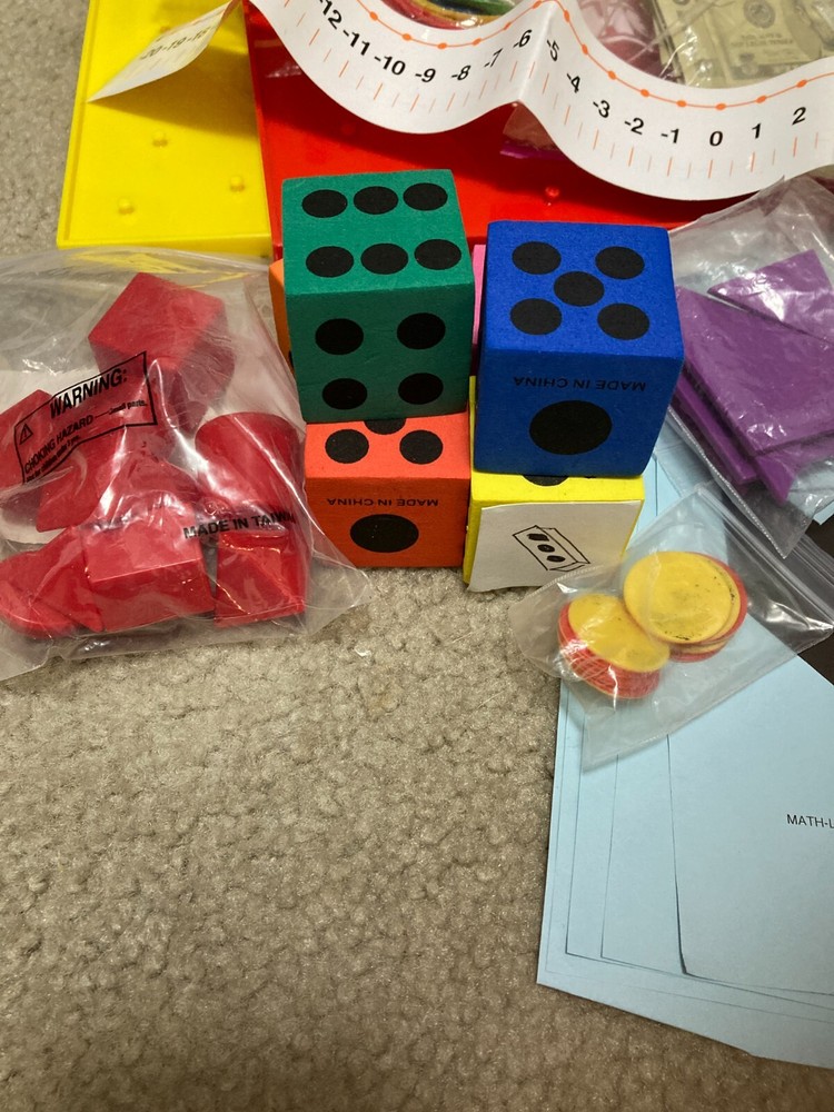 Homeschool Math Manipulatives Lot Geometry, Pattern Blocks, Clock, Multilinks