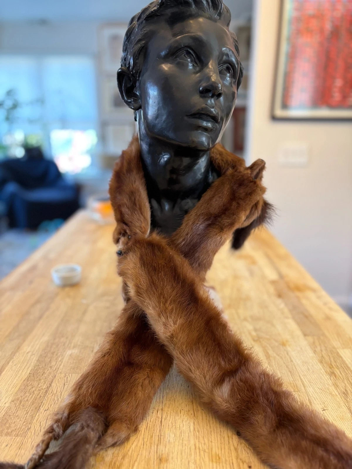Vintage Fur Stole Scarf Whole Animal Skins Heads Tails Legs Fur Type Mink?