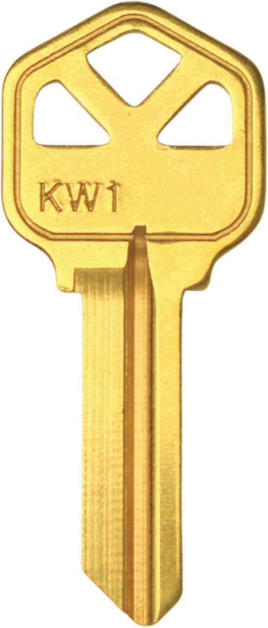 Brass Finish Key Blanks, KW1 Uncut Blank Keys, Pack of 50 Keys