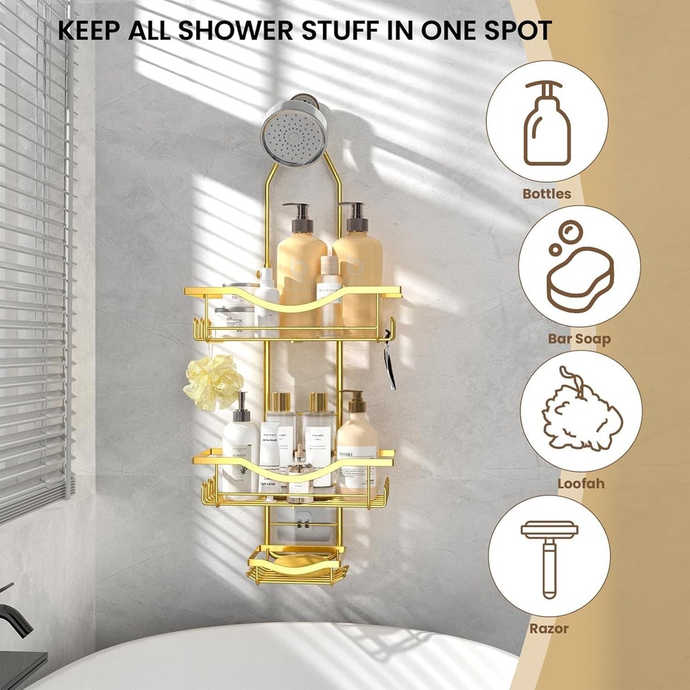 Shower Caddy Hanging Adjustable Shower Caddy, Rustproof Shower Organizer Exte...