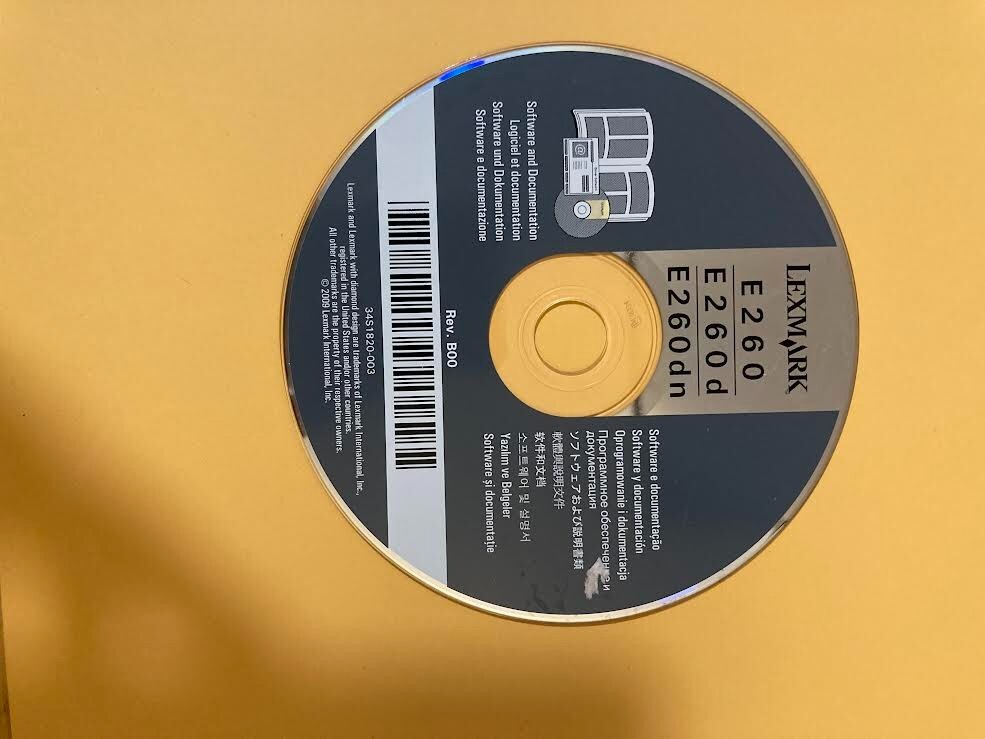 Genuine Lexmark E260 E260d E260dn  CD ROM Software CD Driver Disk 34S1820-003