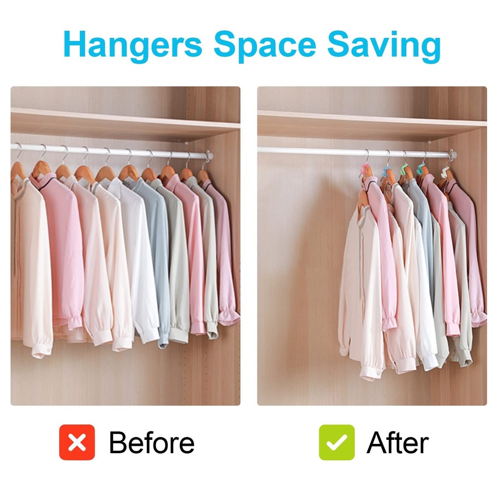 100 PCS Hanger Connector Hooks, Space Saving Hooks and Clips for Plastic Hang...