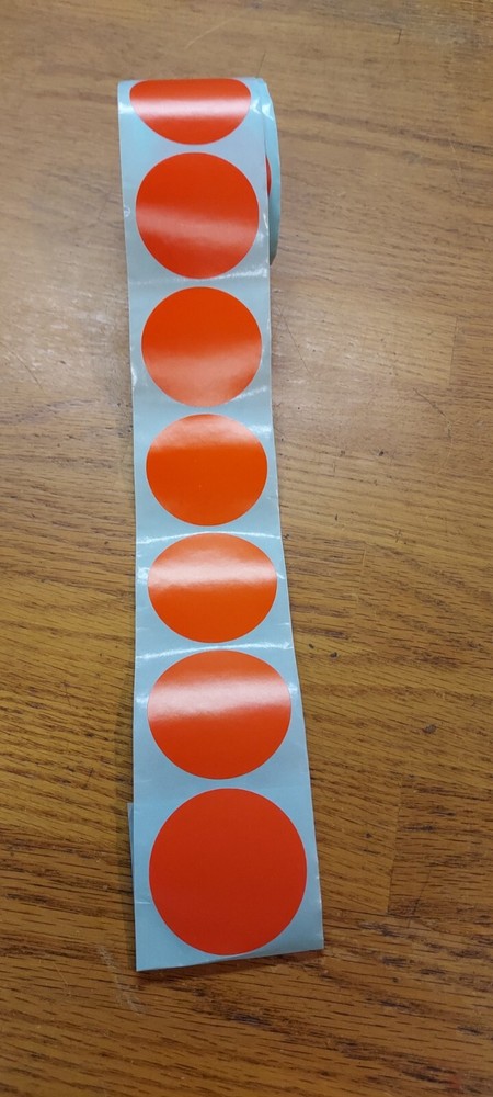 2" Round RED Self-Adheasive Target Labels (500/Roll) - #4407