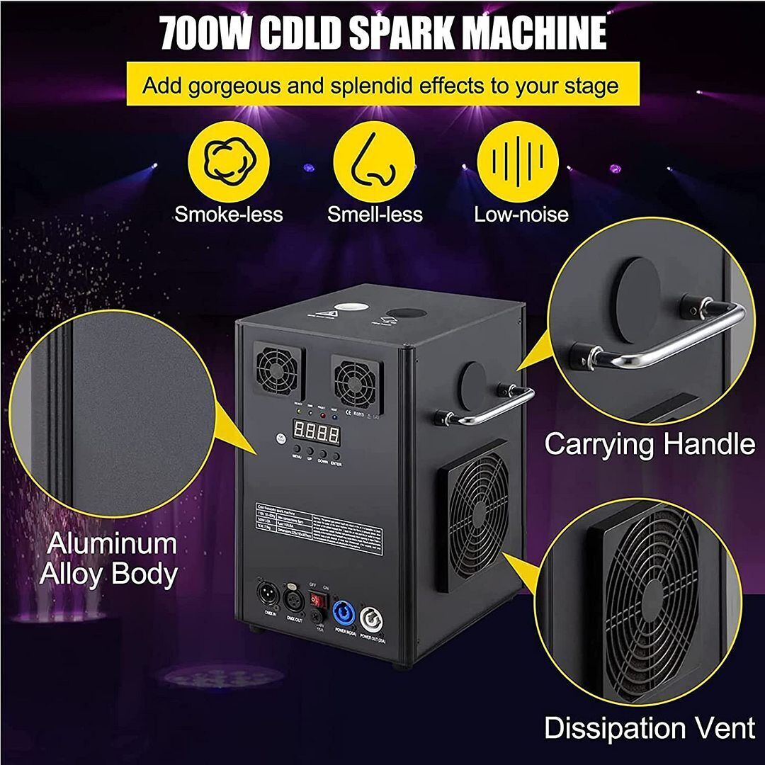 4PCS Large Cold Spark Machine 700W DMX Stage Firework Machine 6.6-9.8ft Wedding