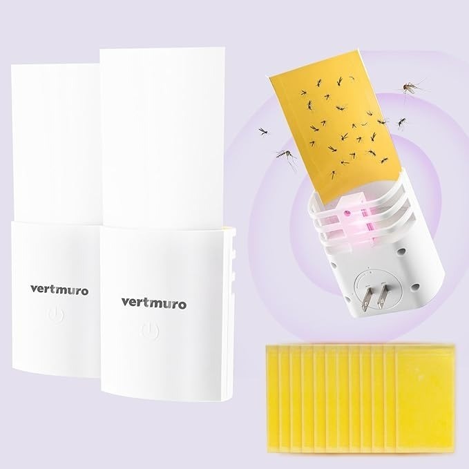 Vertmuro Mini Insect Trap With UVA LED Light & Glue Stickers Covers 500 Sq Ft