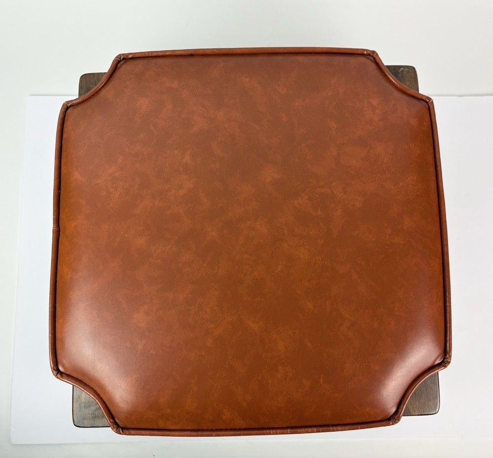 MCM Ethan Allen Stacking Stackable Foot Stools- Set of 2 Saddle Brown Orange17”