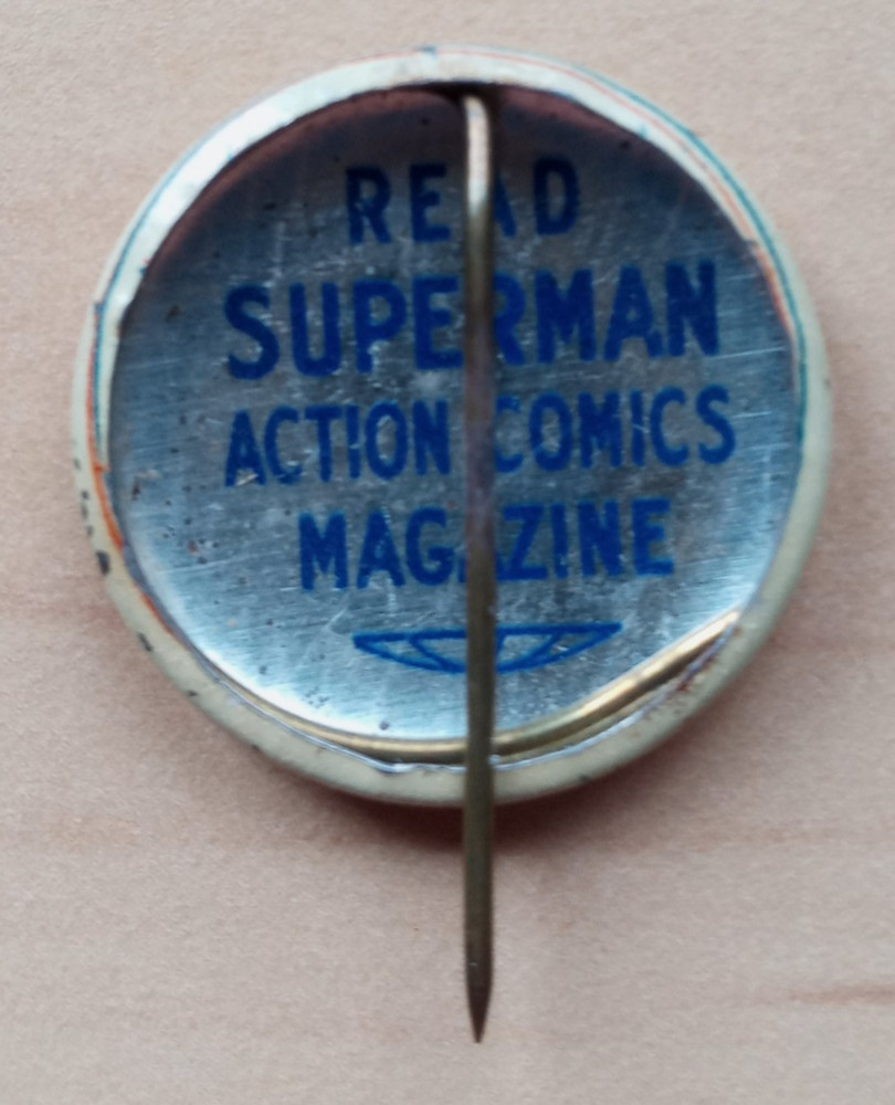 1939 Superman Pin Action Comics Magazine First Pinback Button