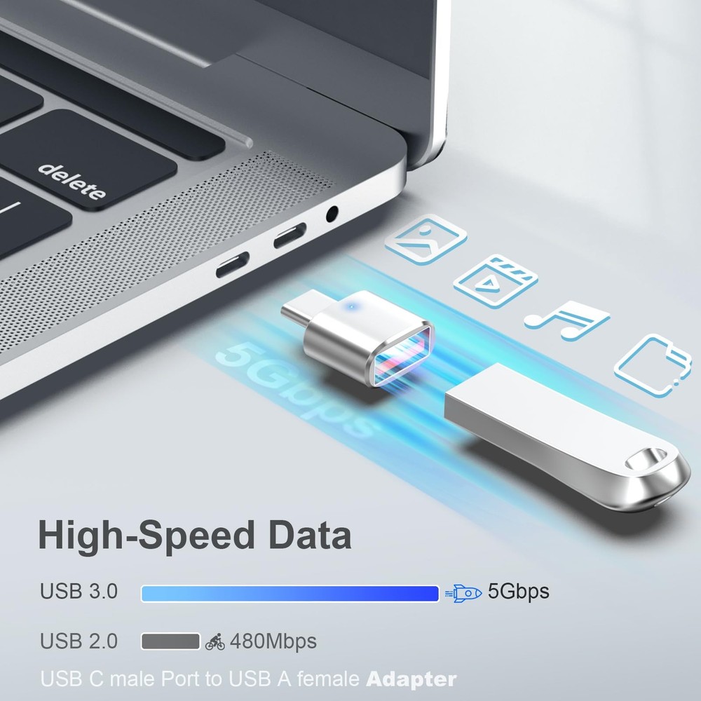 Duyasurs 3Pack Upgraded USB C to Adapter, High-speed data silver