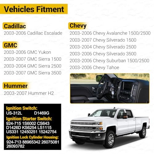 Ignition Assembly Lock Cylinder Switch & Housing & Starter Switch 924-715