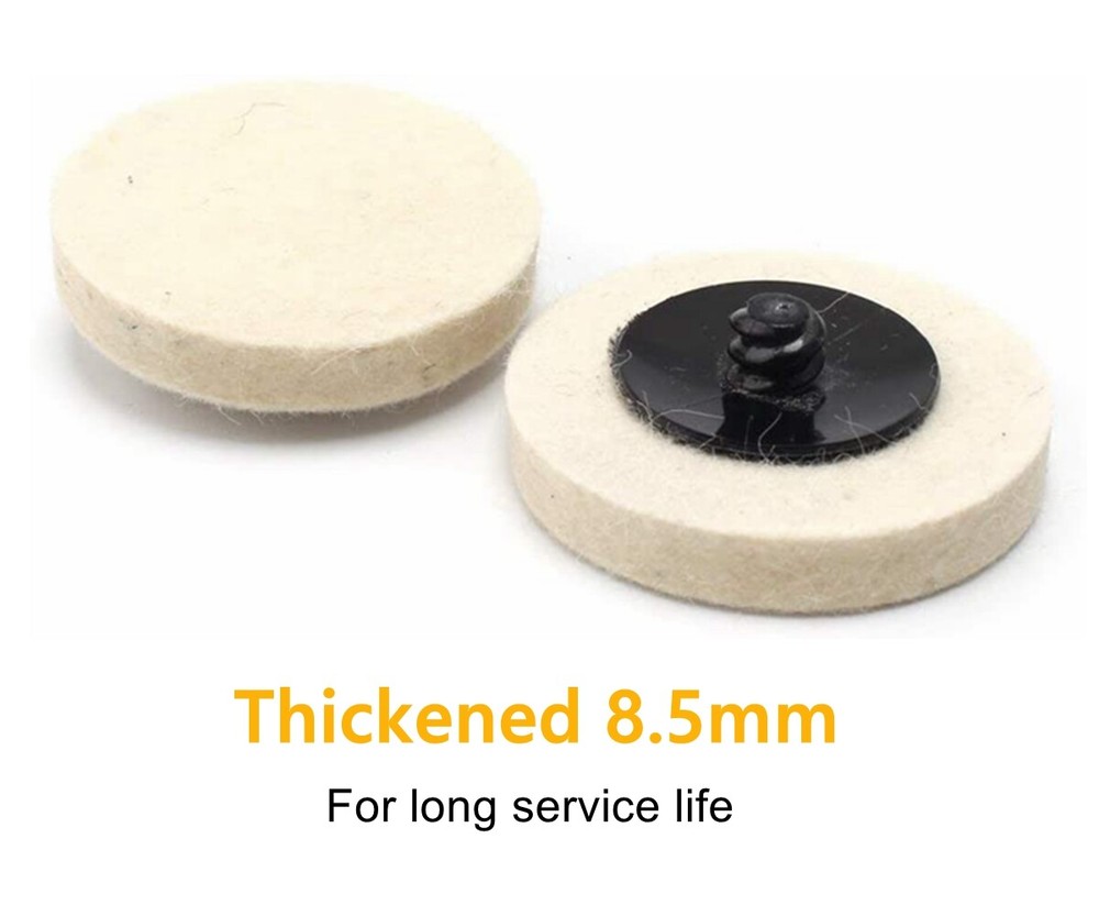 10PCS 2 inch Wool Buffing Polishing Pad Die Grinder Drill Roll Lock Sanding Disc