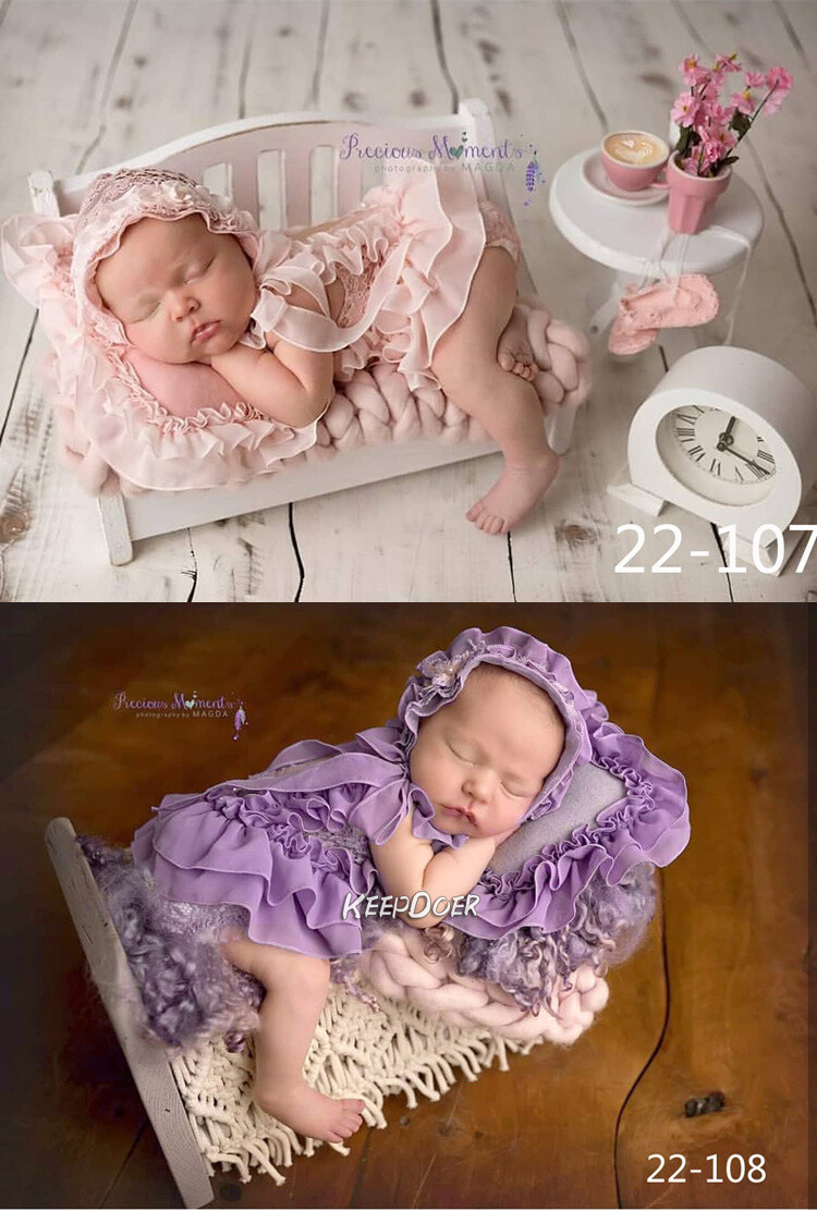 Newborn Studio Photo Shoot Photography Prop Baby Girl Lace Dress Pillow Hat Set
