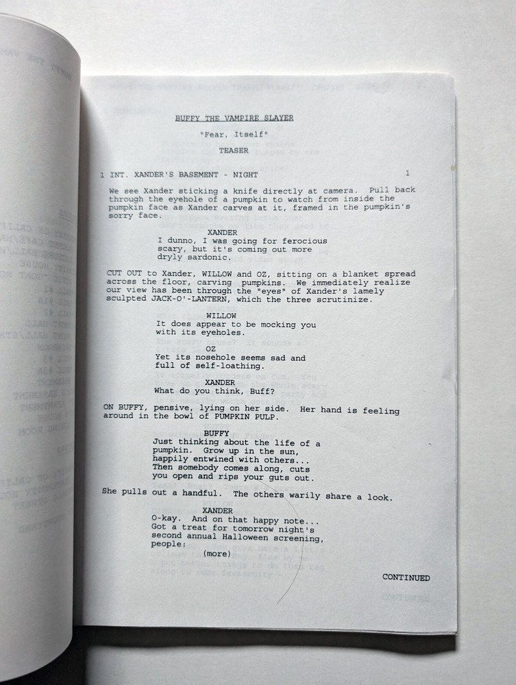 Buffy The Vampire Slayer Original Production Script - "Fear, Itself" S04E04