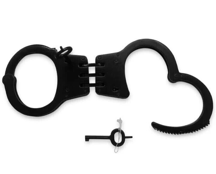 Black Handcuff Alcyon Double Lock Speed cuffs Quick Lock Hinged Handcuff