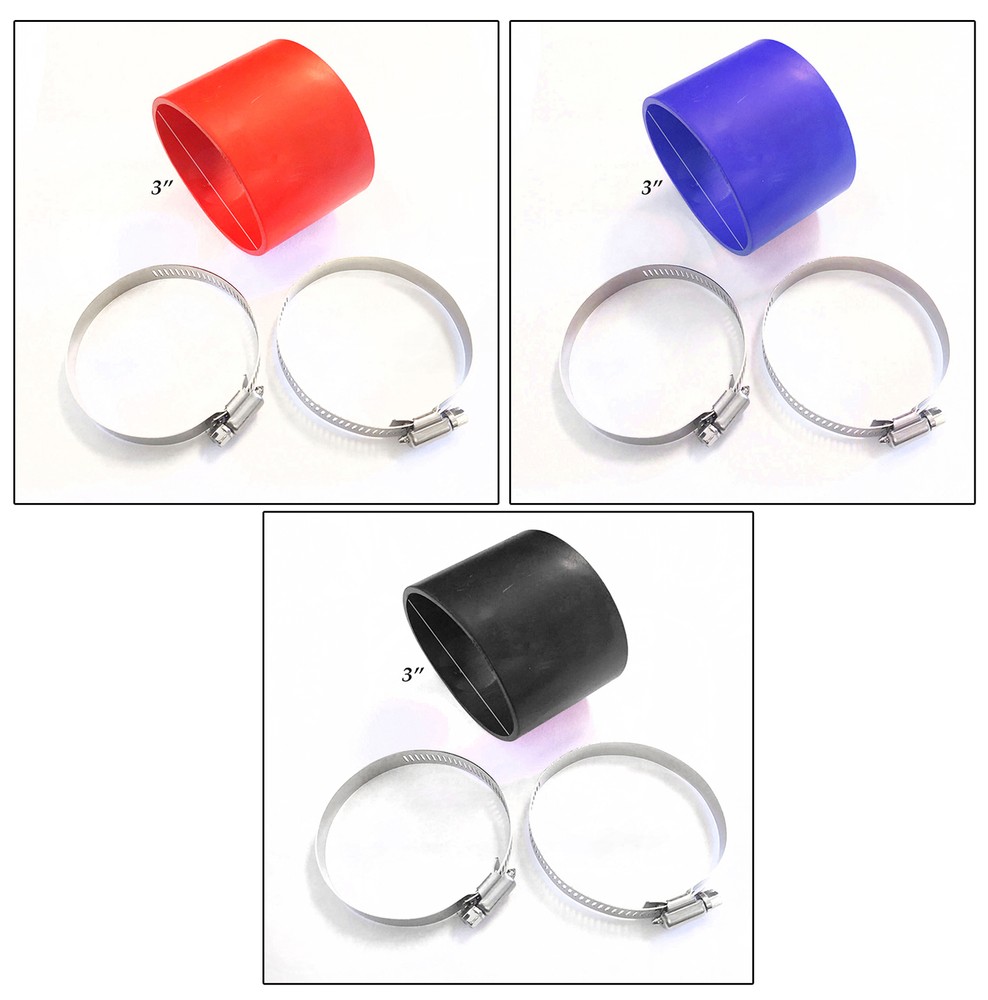 3"-3" Air Intake Intercooler Rubber Coupler + 2 Clamps (Red Blue Black)