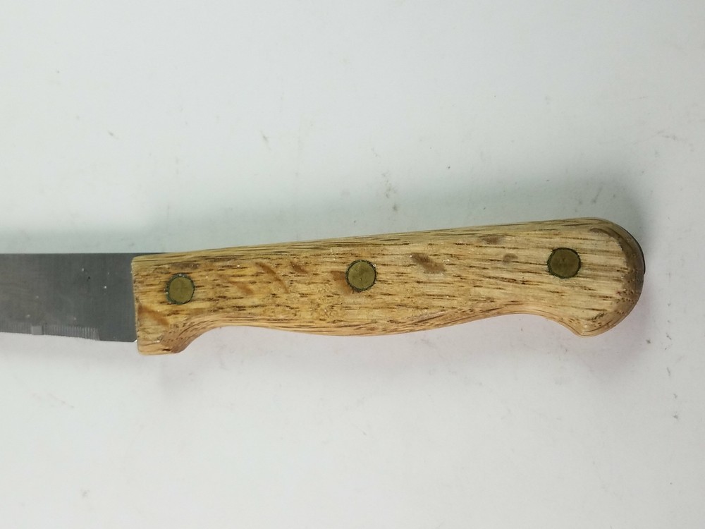 Stainless Kitchen Serrated Blade Utility Knife Wood Handle