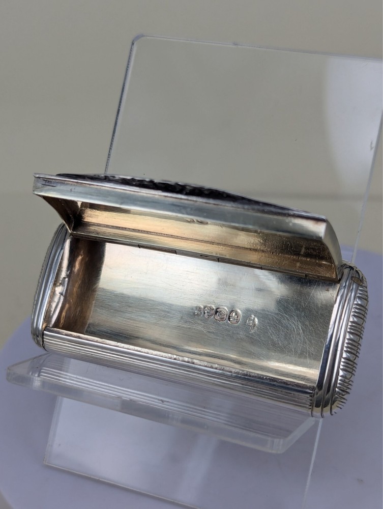 1820 Georgian solid silver long box gilt interior pill box or snuff box